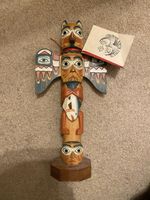 “Eagle Boy” Alaska Black Diamond Patrick Seal Signed Totem Pole 10.5 inches