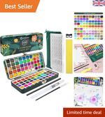 Artecho 100 Colors Watercolor Paint Set - Portable Art Kit with Metallic Shades