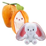 Bunny Carrot Soft Toy Folding Plush Fluffy Plushie Rabbit
