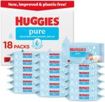 Huggies Pure Plastic Free Baby Wipes Pack of 18 (864 Wipes) 99% Water Wet Wipes