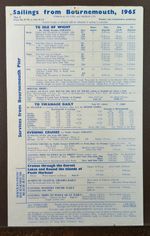 1965 Bournemouth Pier Passenger Timetable Cosens & Co. Ltd. Sailings
