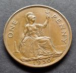 1950 King George VI One Penny Low Mintage British Pre-Decimal Coin VF. #9
