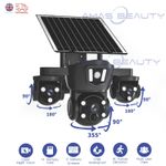 3 Lenses Solar Wireless Security Camera Solar Powered PTZ WiFi IP CCTV Outdoor