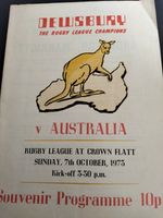 DEWSBURY V AUSTRALIA RUGBY LEAGUE TOUR MATCH 7TH OCTOBER 1973