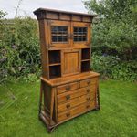 Antique Oak Arts And Crafts Glasgow School Cabinet On Chest Bookcase
