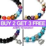 7 Chakra Bracelet Lava Healing Stones Beaded Gemstones Beads Elastic Yoga Stone