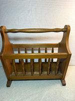 Wood Freestanding Magazine Rack / Newspaper Stand, Carry Handle, Brown, Adults