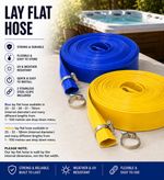 Blue & Yellow PVC Layflat Hose Water Pump Irrigation Discharge Pipe + 2 Clips