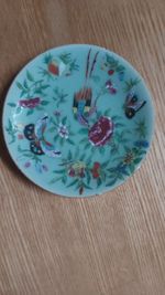 Qing Celadon Porcelain Plate Handpainted