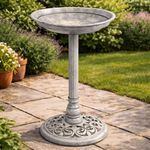 Garden Bird Bath 62cm Resin Weatherproof Outdoor Bowl Feeder Patio Decor