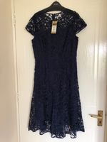 Beautiful navy blue lace dress size 14 by designer coast
