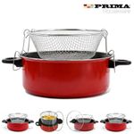 3PC NON STICK COOKING STEAMER CHIP FRYER POT 5 QUART FRY PAN BASKET & GLASS LID