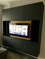 Charcoal grey  Rectangular TV Wall Unit Stand with Integrated Cabinets & Shelves