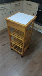 Kitchen Trolley With Tiled Top, Single Draw And On Wheels