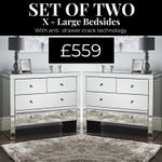 2 x Large Chest of Drawers Mirror Furniture Bedside Cabinet Living Room Bedroom