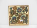 Antique Ceramic Tile Old Floral Flowers Early Victorian Art Nouveau Vintage