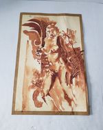 Original Mid Century Modern Expressionist Figure Study - Vintage Sepia Ink Wash