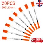 20pcs 1ml Feeding Device 30 Gauge Manual Push Syringe Lab Dispensing Supplies UK