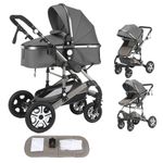 Baby Pram 3 in1 Travel System Buggy Car Seat Pushchar Up To 22Kg Black / Grey