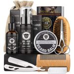 Beard Grooming Kit for Men Beard Oil Balm Brush Comb Trimmer Gift Set
