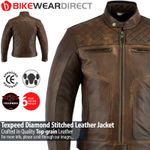  Leather Motorbike Motorcycle Jacket Touring Brown With Genuine CE Biker Armour