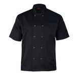 Black Chef Jacket Short Sleeve Restaurent Kitchen workwear show Button Jacket UK