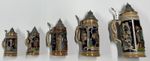 Set Of 5 German Beer Steins -2 Very Small & S,M&L  1940’s-1960’s