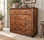 Victorian Burr Walnut Chest of Drawers Antique 5 Drawer Large Figured Wood Chest