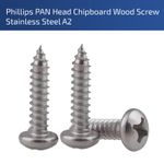 PHILLIPS DRIVE PAN HEAD CHIPBOARD WOOD SCREWS A2 STAINLESS STEEL M3 M4 M5 M6 UK