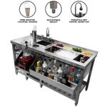 Deluxe Cocktail Bar Station Stainless Steel Insulated Ice Well Sink Glass Rinser