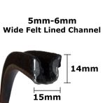 Felt Lined Flexible Rubber Car Window Channel Seal Fits 5-6mm - Priced Per Metre