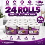 24 Kitchen Rolls Strong Absorbent White Paper Towels USE IT Bulk Cleaning Tissue