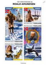 150th Anniv. ROALD AMUNDSEN Antarctic & Polar Explorer Stamp Sheet (2022 Togo)