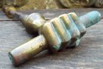 ORIGINAL EXTRA LARGE BRASS FIST HOLDING SCROLL SAFE HANDLE DOOR TWIST PULL  C12