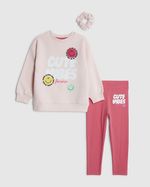 River Island Mini Girls Sweatshirt & Leggings Set Pink Cute Vibes 3 Piece