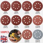 100Pcs 125mm 5" Sanding Discs 80 400 800 3000 Mixed Grit Orbital Sander Pad Set