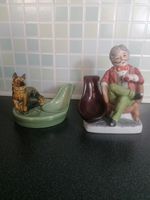 Vintage 50'S Wade Alsatian Ceramic Pipe Stand & Relaxed Man in chair pipe Stand