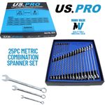 25pc METRIC COMBINATION SPANNER SET by US PRO TOOLS 6mm/32mm In EVA Foam Tray