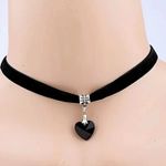 Black Velvet Choker Necklace With Luxury Gothic Peach Heart Pendant, Y2K Fashion