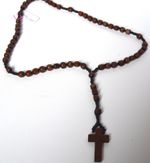 NEW 36" Dark Brown Wooden Rosary Bead Necklace Cross Crucifix Catholic Holy Long