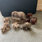 JOB LOT ELEPHANT FIGURES HAND CARVED RESIN POTTERY AS FOUND