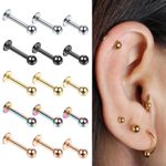 Surgical Steel Balls Ear Stud Earrings Screw Ball Back Piercing Stud (Pair)