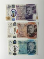 King Charles Set Of 3 Notes: £5, £10, £20. First Release serial numbers  - Used 