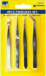 4PC TWEEZER SET PRECISION TWEEZERS REPAIRS STAMPS CRAFTS MODEL JEWELLRY MAKING