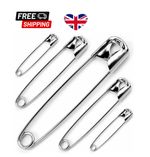 50Pc x Assorted Steel Safety Pins Small-Large Size Hemming Craft Dressmaking UK