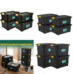 4x Plastic Storage Boxes Home Office Heavy Duty Clip Lock Lid Box Indoor Outdoor