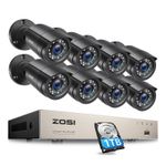 ZOSI 8CH H.265+ DVR 1TB FULL HD 1080P CCTV Home Security Camera System Outdoor
