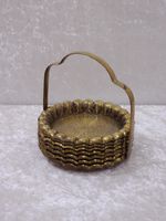 6 x Art Deco Hammered Brass Coasters with Holder - Vintage