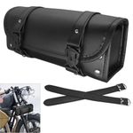 MOTORCYCLE TOOL BAG MOTORBIKE TOOL ROLL SADDLE BAG Fork Bag with 2 Strap Black