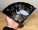 Vintage Shibata Japan Peacock Fan Tray Dish Ornate Porcelain Pottery Butterfly
